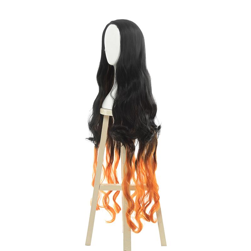 Blade of Demon  Kimetsu no Yaiba Nezuko Kamado Black Brown Long Wave Cosplay Wigs