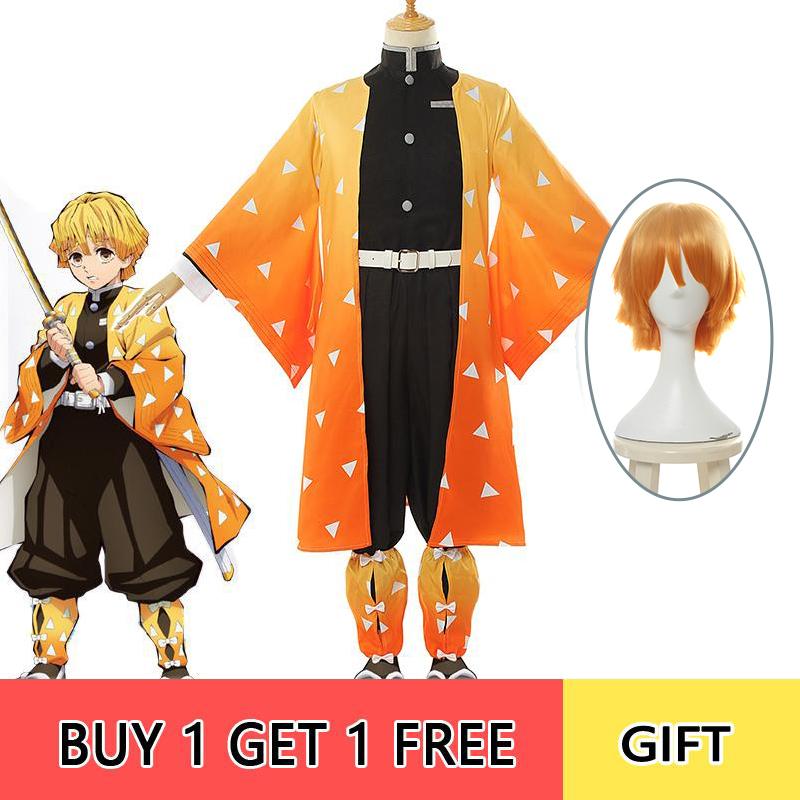 Demon Slayer / Kimetsu no Yaiba Zenitsu Agatsuma kimono Cosplay Costume