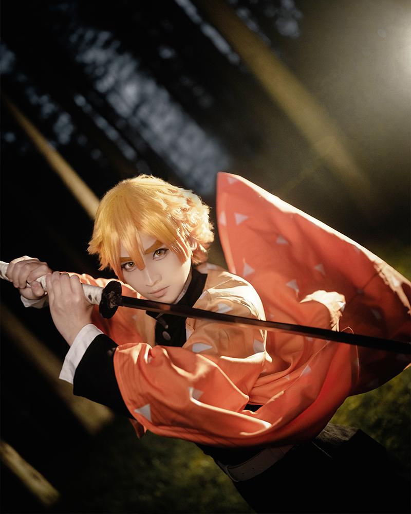 Demon Slayer / Kimetsu no Yaiba Zenitsu Agatsuma kimono Cosplay Kostüm Anzug