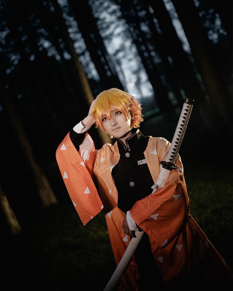Demon Slayer / Kimetsu no Yaiba Zenitsu Agatsuma kimono Cosplay Kostüm Anzug