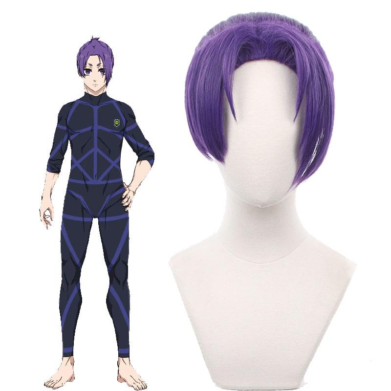 Blue Lock Reo Mikage Short Purple Ponytail Cosplay Wigs