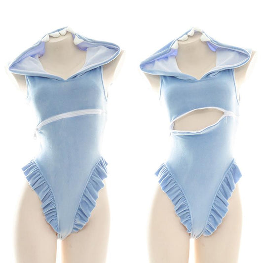 Blue Plush Shark One Piece Sweatshirt Cosplay Costume