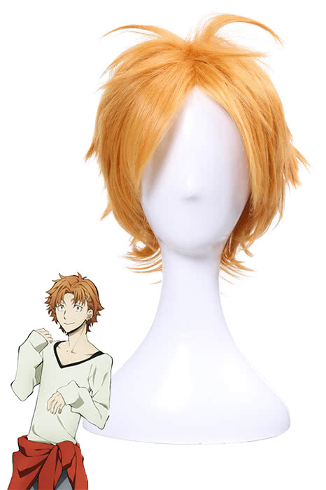 Bungou Stray Dogs Junichiro Tanizaki Anime Orange Brown Short Layered Cosplay Wigs
