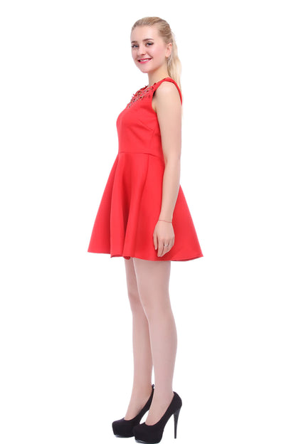 Sleeveless Sequined Round Collar Mini Dress