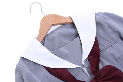 Classic School Girl Costume Wine Red Bow-knot