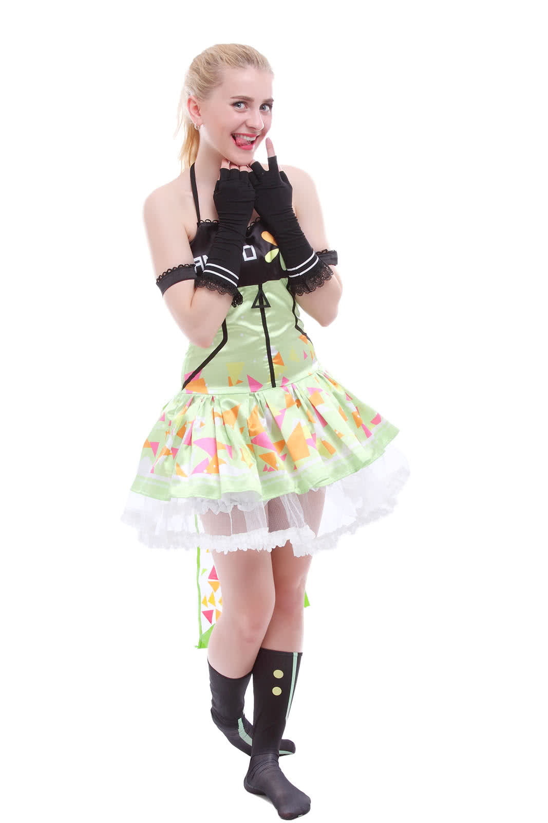 Love Live! Video Game Awaken Hanayo Koizumi Cosplay Costumes Green Dresses