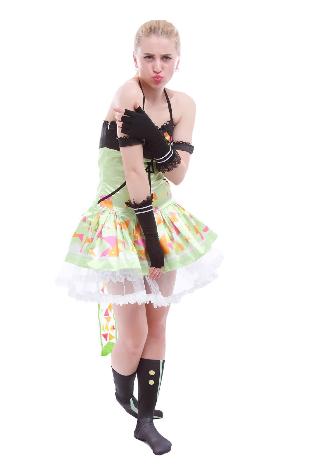 Love Live! Video Game Awaken Hanayo Koizumi Cosplay Costumes Green Dresses