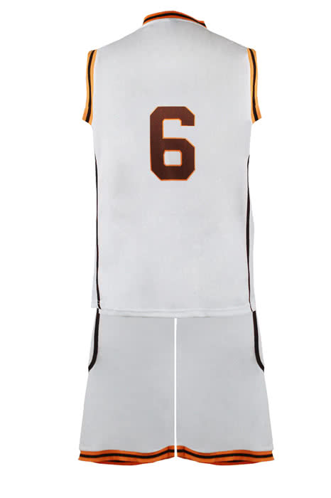 White Number 6 Basketball Jersey and Shorts Set