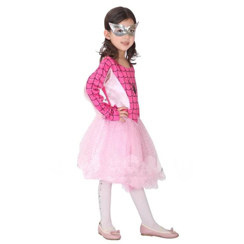 Pink Long Sleeve Children’s Halloween Party Costume Spiderman Suit with Eye Mask