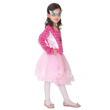 Pink Long Sleeve Children’s Halloween Party Costume Spiderman Suit with Eye Mask