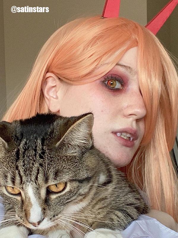Chainsaw Man Power Orange Long Cosplay Wigs