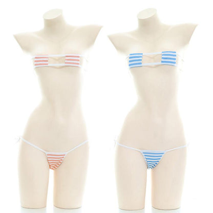Cute Stripe Sexy Bikini 2 Color Cosplay Costume