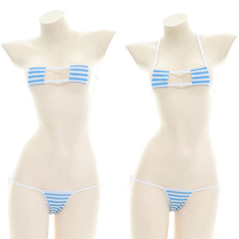 Cute Stripe Sexy Bikini 2 Color Cosplay Costume