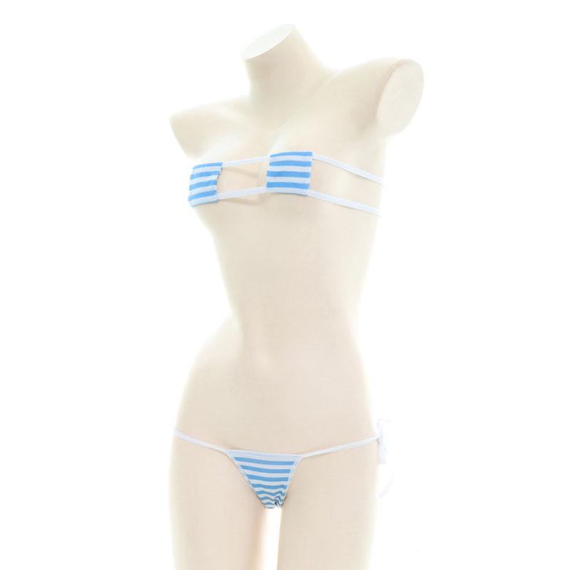 Cute Stripe Sexy Bikini 2 Color Cosplay Costume