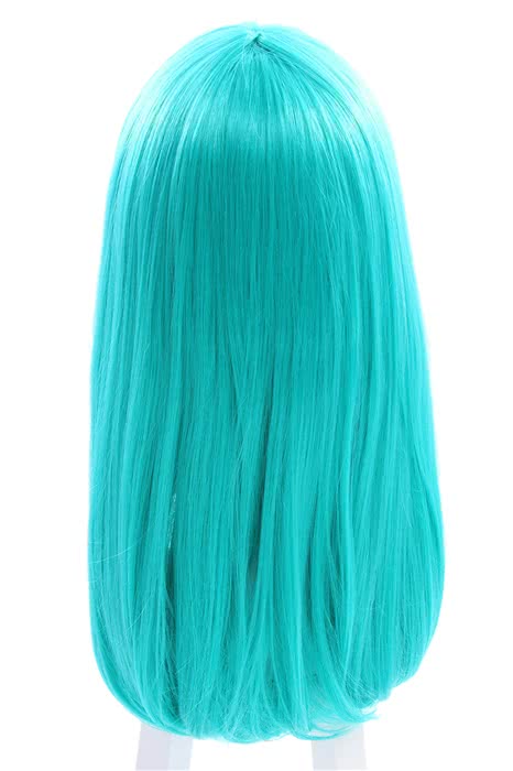 Women 65cm Long Teal Green Anime Synthetic Hair Straight Cosplay Wigs 