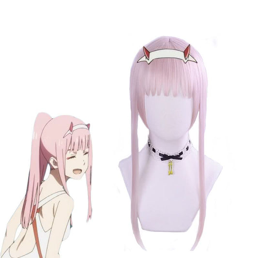 DARLING in the FRANXX Anime Cosplay 02 Zero Two Pink Long Ponytail Cosplay Wig