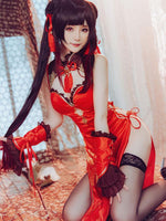 Date A Live Kurumi Tokisaki  New Year Red Cheongsam Cosplay