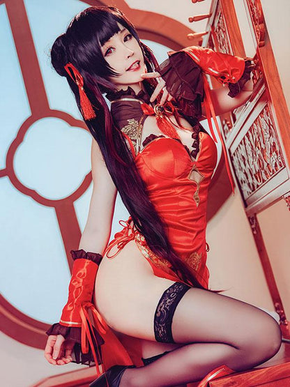 Date A Live Kurumi Tokisaki  New Year Red Cheongsam Cosplay