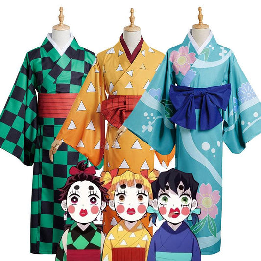 Demon Slayer Entertainment District Arc Hashibira Inosuke Zenitsu Agatsuma Tanjirou Kamado Kamado kimono Cosplay Costume