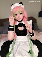 Demon Slayer Kanroji Mitsuri Pink Mixed Green Weave Long Coaplay Wigs