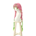 Demon Slayer Kanroji Mitsuri Pink Mixed Green Weave Long Coaplay Wigs