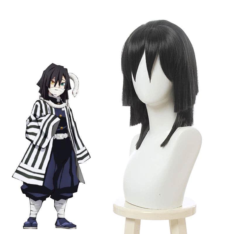 Demon Slayer Iguro Obanai Short Black Cosplay Wigs