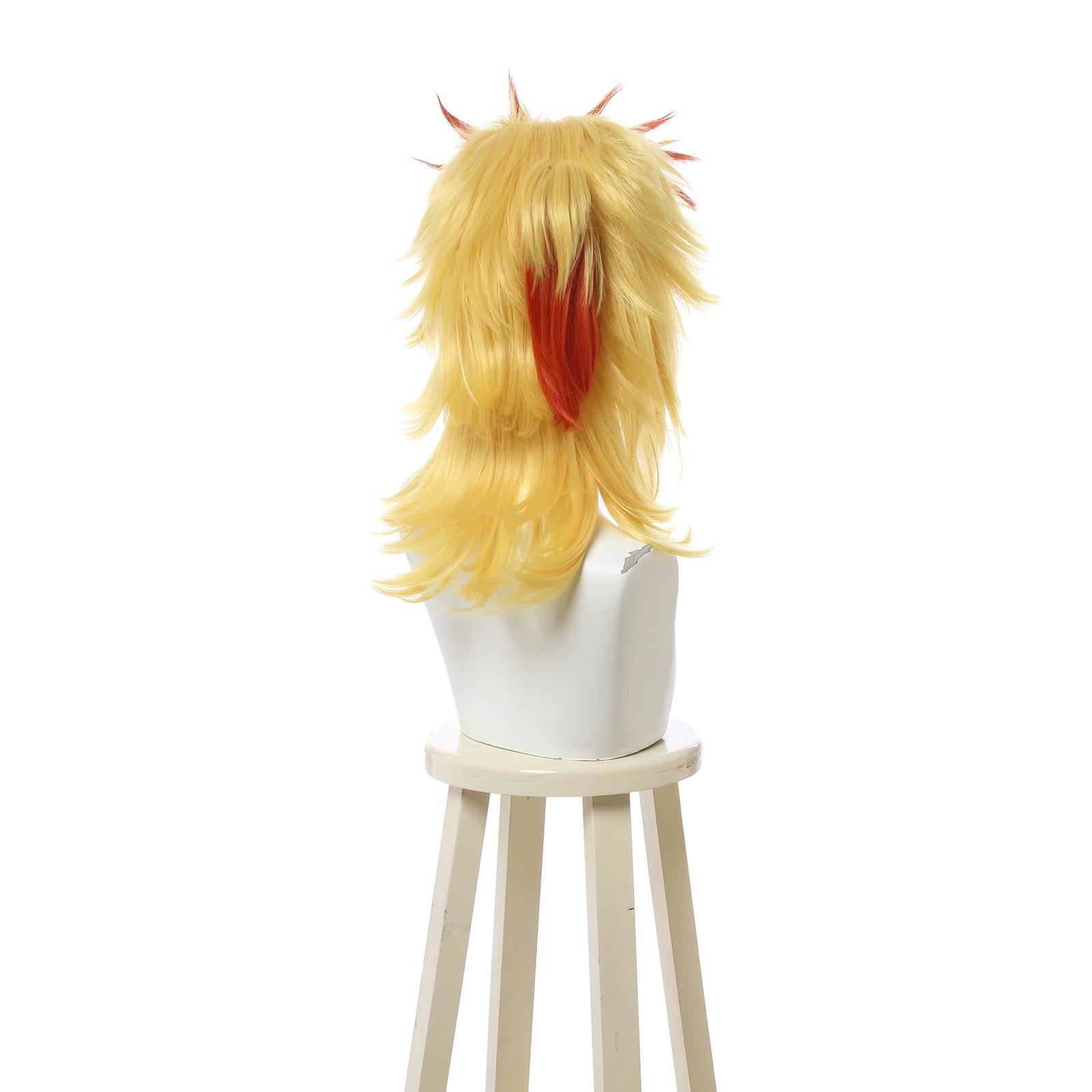 Demon Slayer  Rengoku Kyoujurou Yellow Mixed Red Ponytail Cosplay Wigs