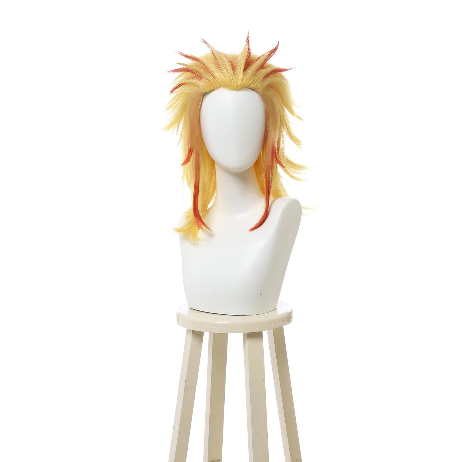 Demon Slayer  Rengoku Kyoujurou Yellow Mixed Red Ponytail Cosplay Wigs