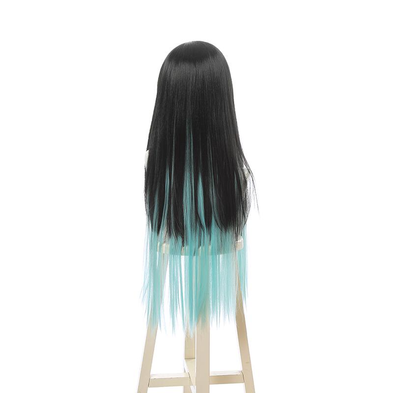 Demon Slayer Tokitou Muichirou Long Straight Green Mixed Black  Cosplay Wigs