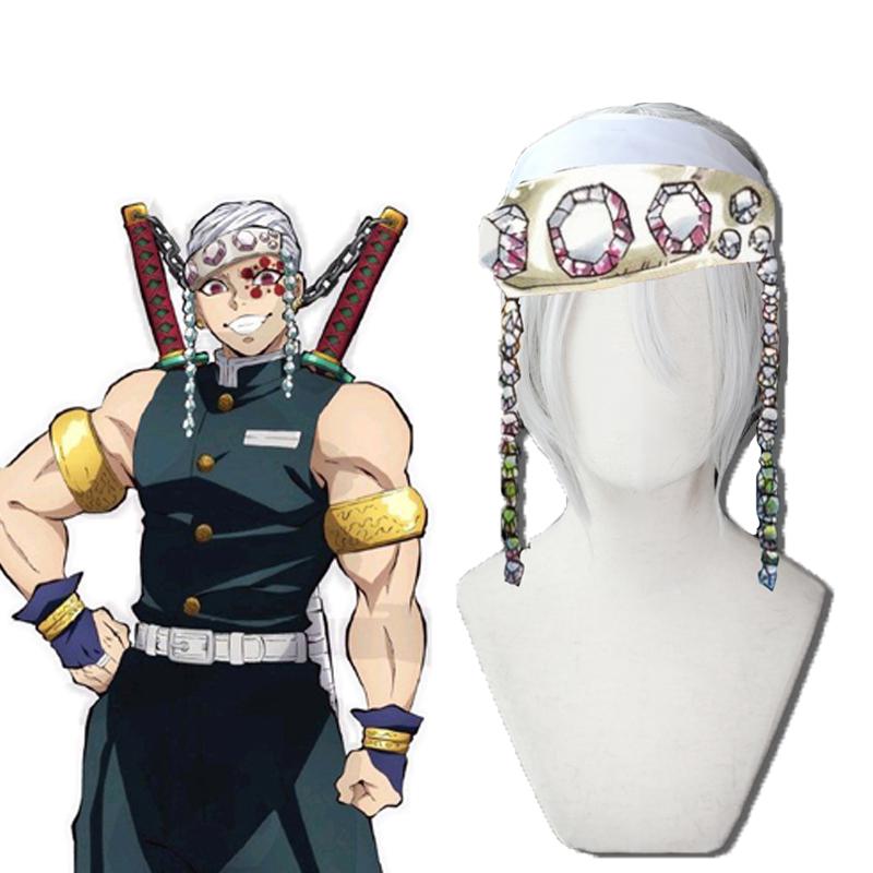 Demon Slayer Uzui Tengen 2 Style White Cosplay Wigs