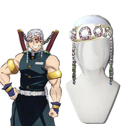 Demon Slayer Uzui Tengen 2 Style White Cosplay Wigs