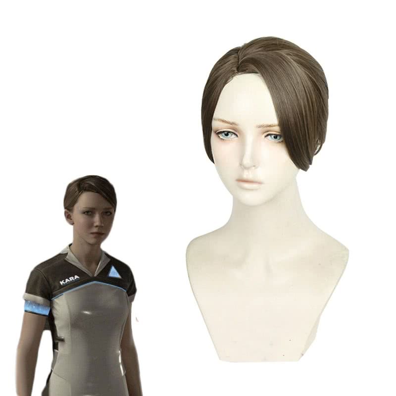 Detroit Become Human AX400 Kara Gold Brown Cosplay Wigs