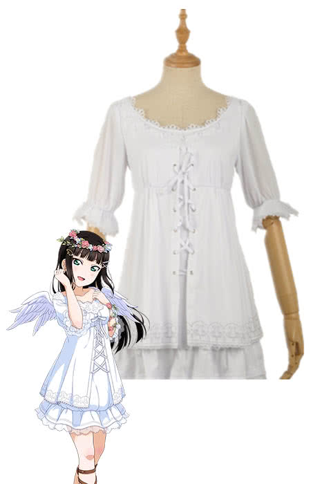 Love Live Sunshine Angel Aqours Unawaken Dia Kurosawa White Dress Anime Cosplay Costumes
