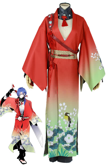 Dramatical Murder Koujaku Printing Vibration Sleeve Kimono Red Cosplay Costumes