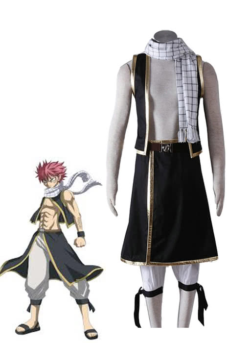 Fairy Tail Natsu Dragneel Cosplay Costume Black Suit 1nd