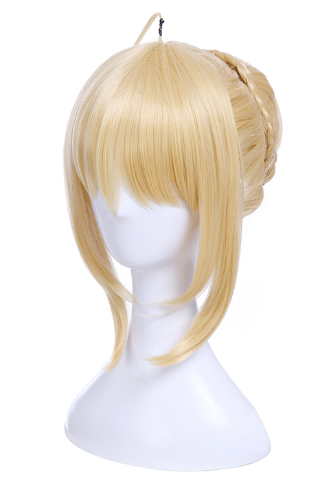 Fate Go Saber Artoria Pendragon Synthetic Short Blonde Cosplay Wigs