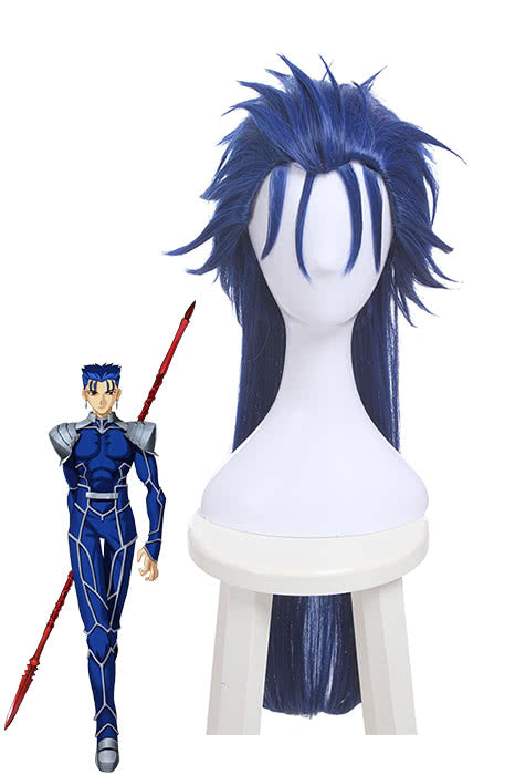 Fate Stay Night Lancer Long Blue Synthetic Cosplay Wigs