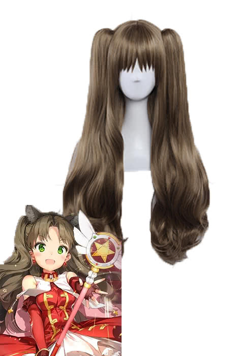 Fate Grand Order Tohsaka Rin  Brown Long Curly Game Cosplay Wigs