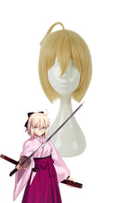 Fate Grand Order Sakura Saber Okita Souji Yellow Cosplay Wigs