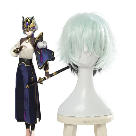 FateGrand Order Servant  Lang Lin Wang Mixed Color Short Straight Cosplay Wigs 