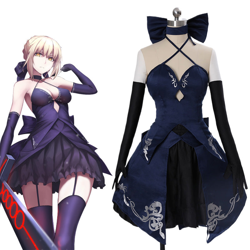 Costume Cosplay Saber Fate/Stay Night Donna M - Vestito Da Saber Con Pizzo