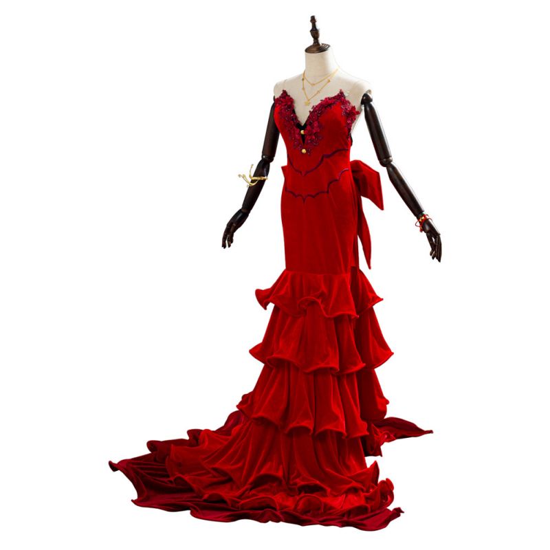 Final Fantasy VII 7 Aerith Red Dress Cosplay Costume