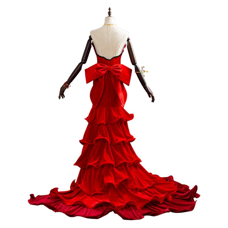 Final Fantasy VII 7 Aerith Red Dress Cosplay Costume