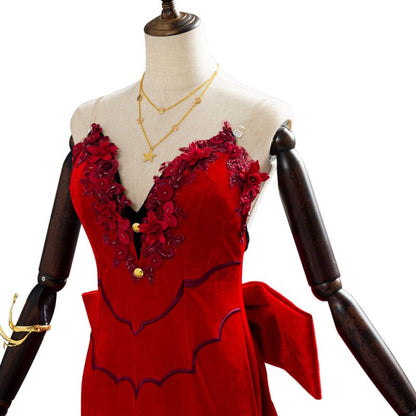 Final Fantasy VII 7 Aerith Red Dress Cosplay Costume
