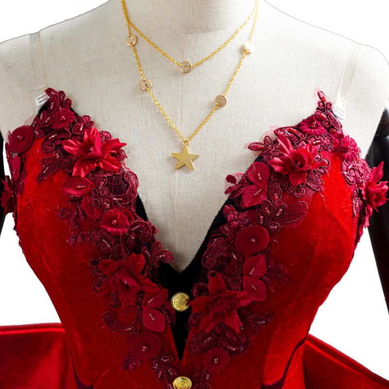 Final Fantasy VII 7 Aerith Red Dress Cosplay Costume