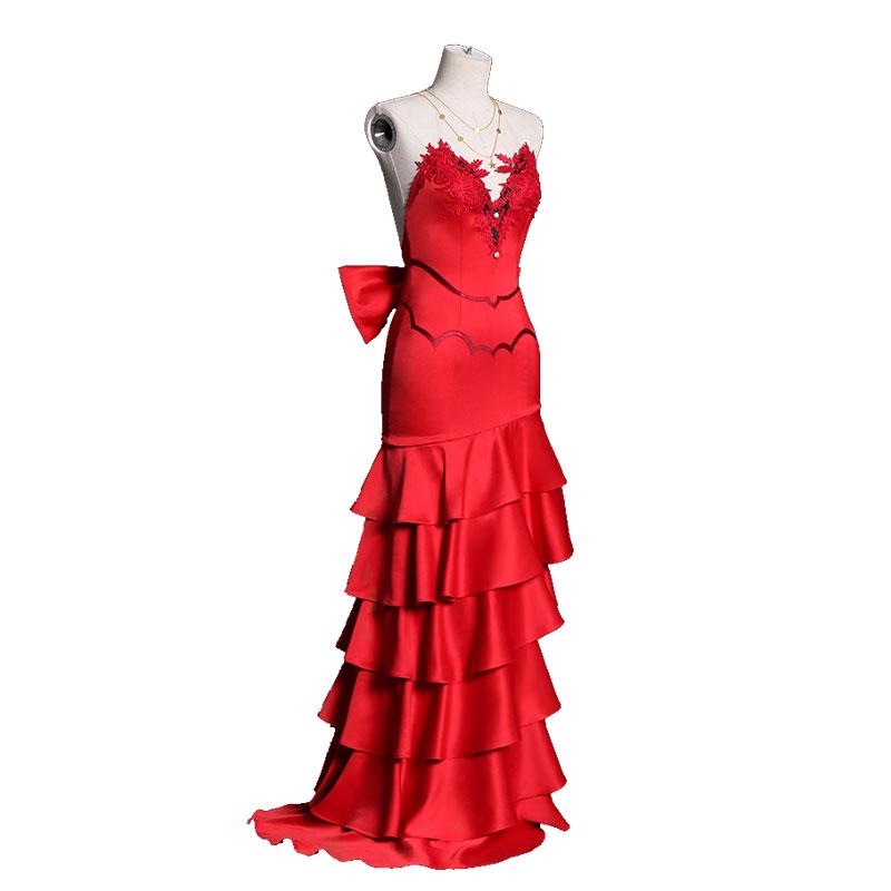 Final Fantasy VII 7 Aerith Red Dress Cosplay Costume