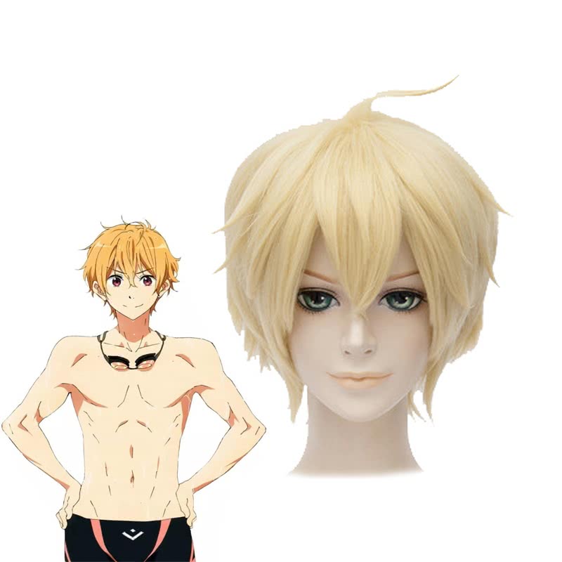Free! Iwatobi Swim Club Hazuki Nagisa Short Blonde Cosplay Wig