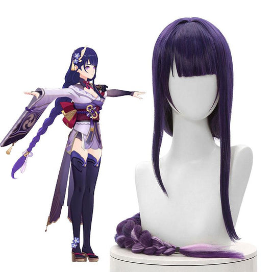 Game Genshin Impact Baal Purple Mided Color Long Cosplay Wigs