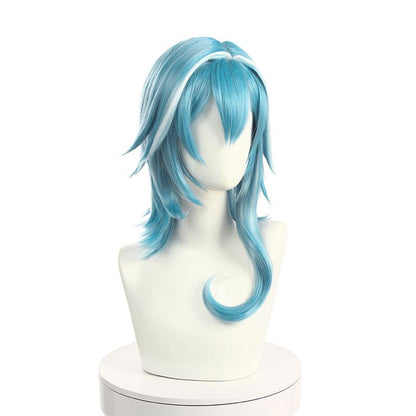 Game Genshin Impact Eula Blue Mixed White Cosplay Wigs