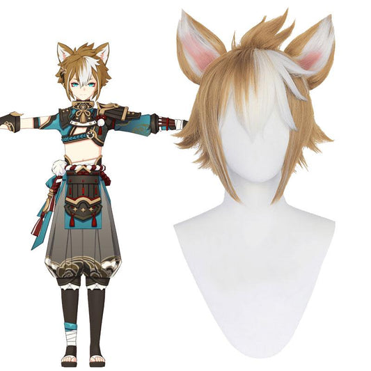 Game Genshin Impact Gorou Brown Mixed Color Cosplay Wigs